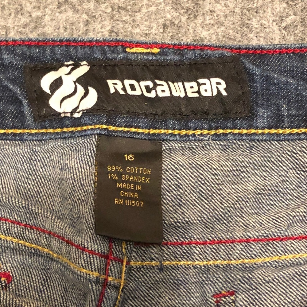 Rocawear Dark Wash Denim Jeans Women's Size 16 Bootcut Stretch Casual Pants - Picture 2 of 8